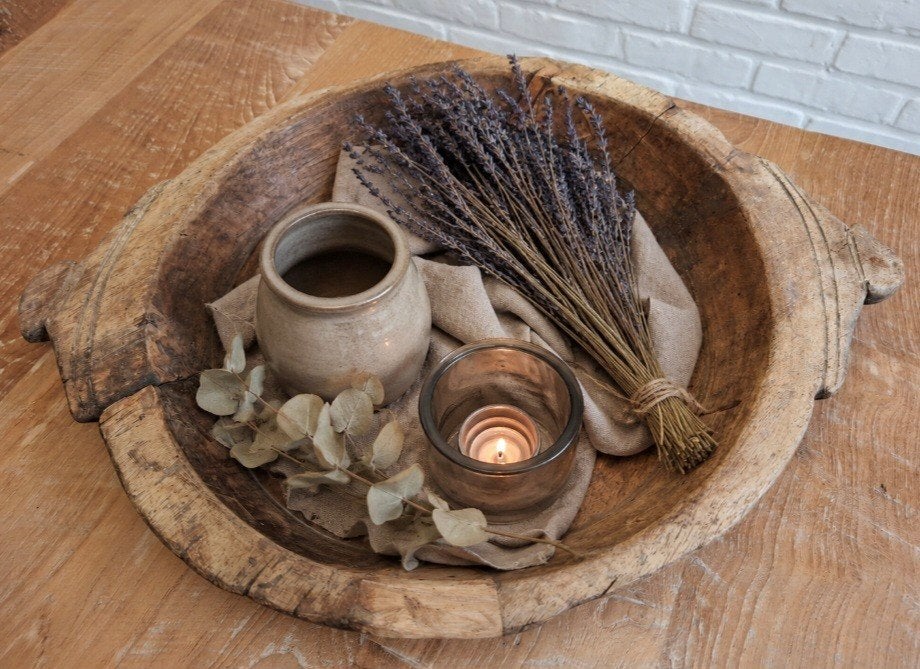 Oude houten schaal / trog – brocante – landelijke decoratie, Huis en Inrichting, Woonaccessoires | Schalen en Manden, Ophalen