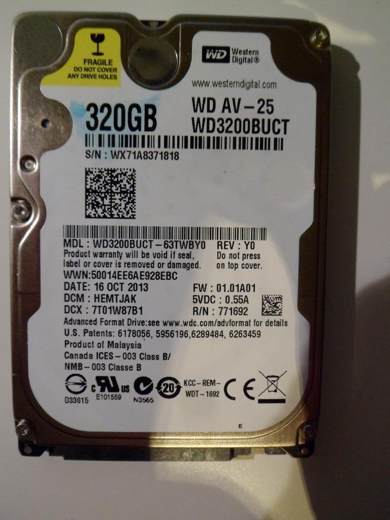 Disque dur WD AV-25 320 Go, 16 Mo, 5400 tr/min, WD3200BUCT, Informatique & Logiciels, Disques durs, SATA, Enlèvement
