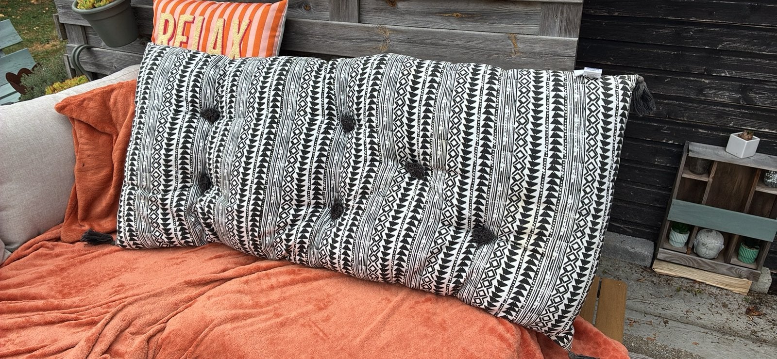 Tres beaux grands coussins La redoute pour banc de jardin, Enlèvement, Comme neuf