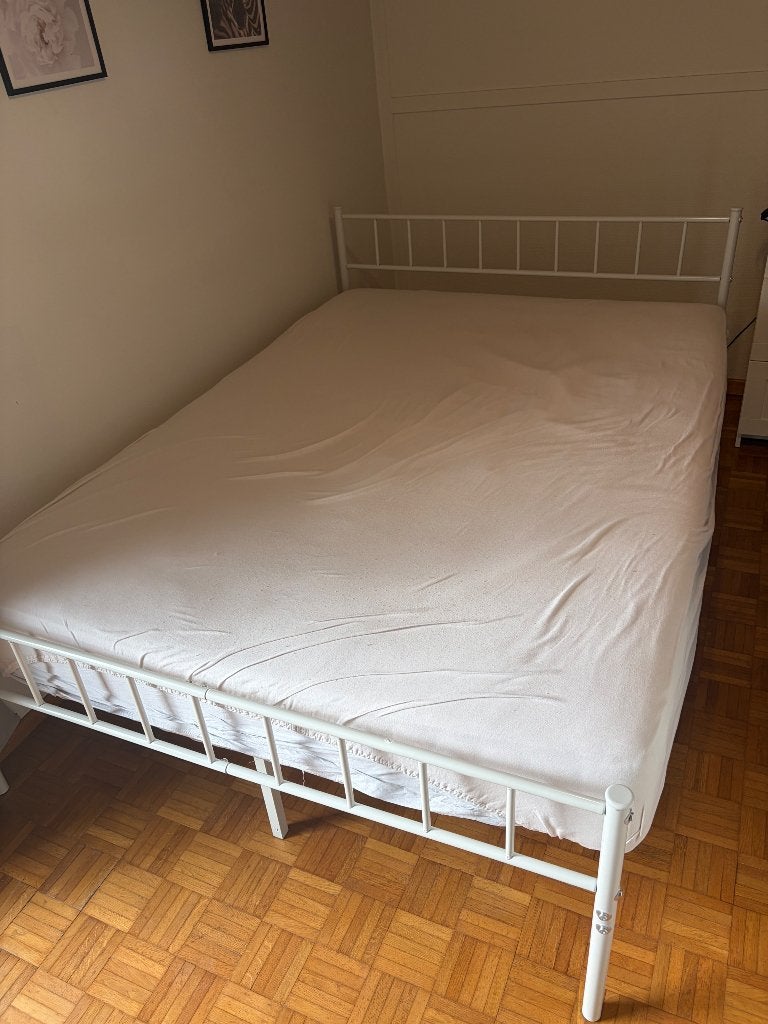 Metalen bedframe 140x200, Huis en Inrichting, Ophalen, Wit, Tweepersoons, 140 cm