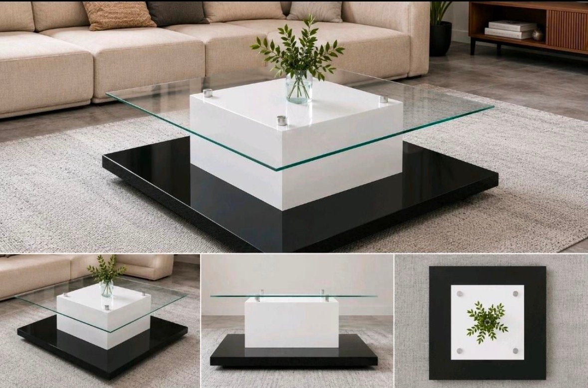 Moderne Salontafel met Glasplaat en LED-verlichting, Ophalen of Verzenden, Nieuw