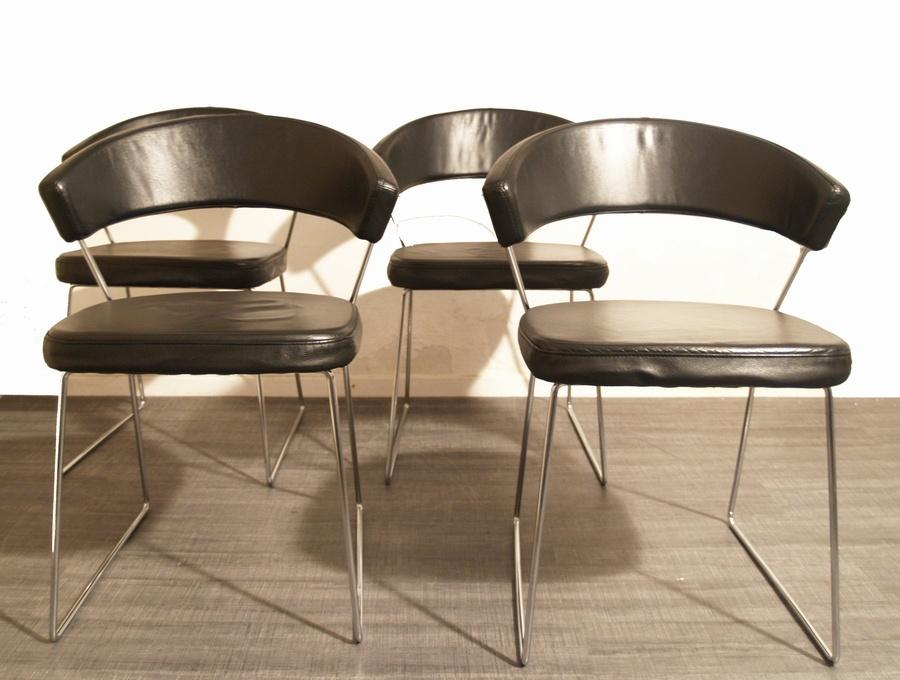 4 stoelen Lupo Design voor Caligaris, Huis en Inrichting, Stoelen, Zwart, Ophalen of Verzenden, Zo goed als nieuw, Vier