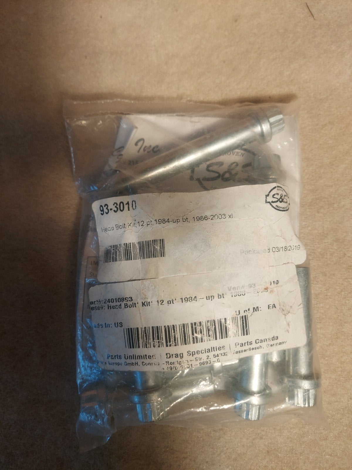 HARLEY-DAVIDSON S&S  CILINDERKOPBOUTEN VOOR XL/EVO/TWIN CAM., Motoren, Ophalen of Verzenden, Nieuw