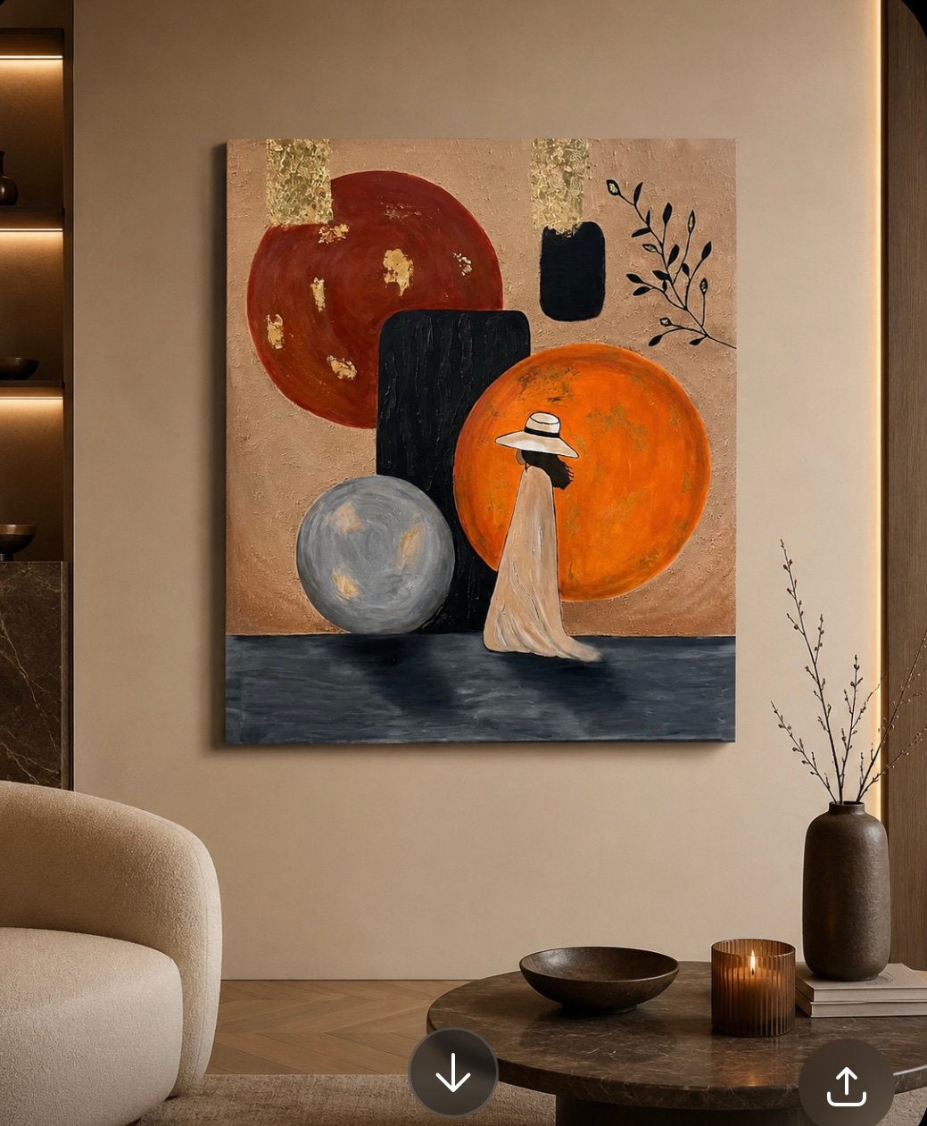 Schilderij vrouw abstract, Antiek en Kunst, Ophalen of Verzenden