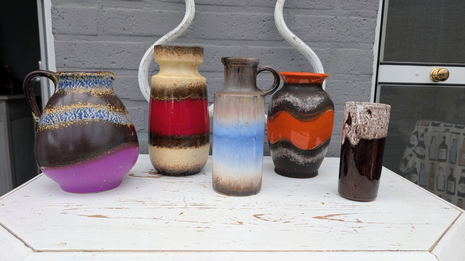 Vintage West Germany Scheuring fat lava vazen, Enlèvement ou Envoi, Poterie