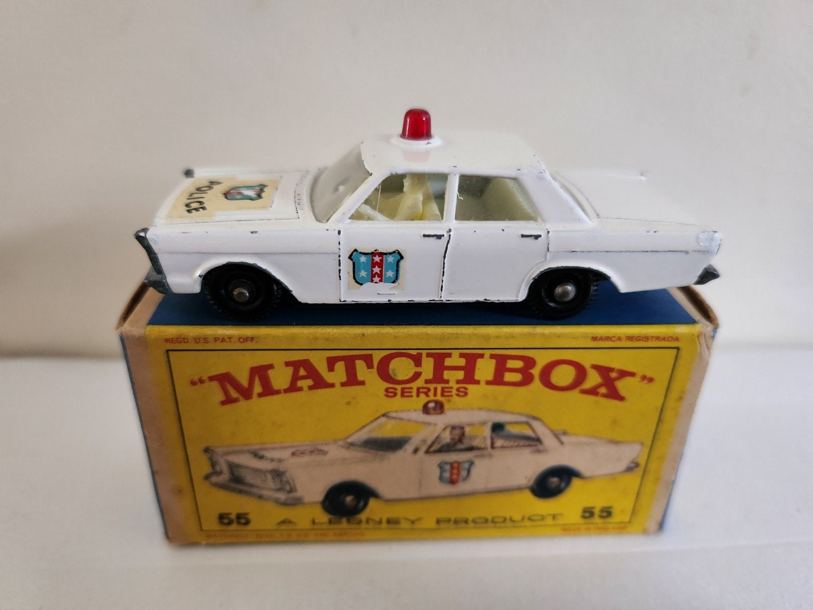 Matchbox Ford Galaxie Police Car 55C (1966) rood zwaailicht, Enlèvement ou Envoi