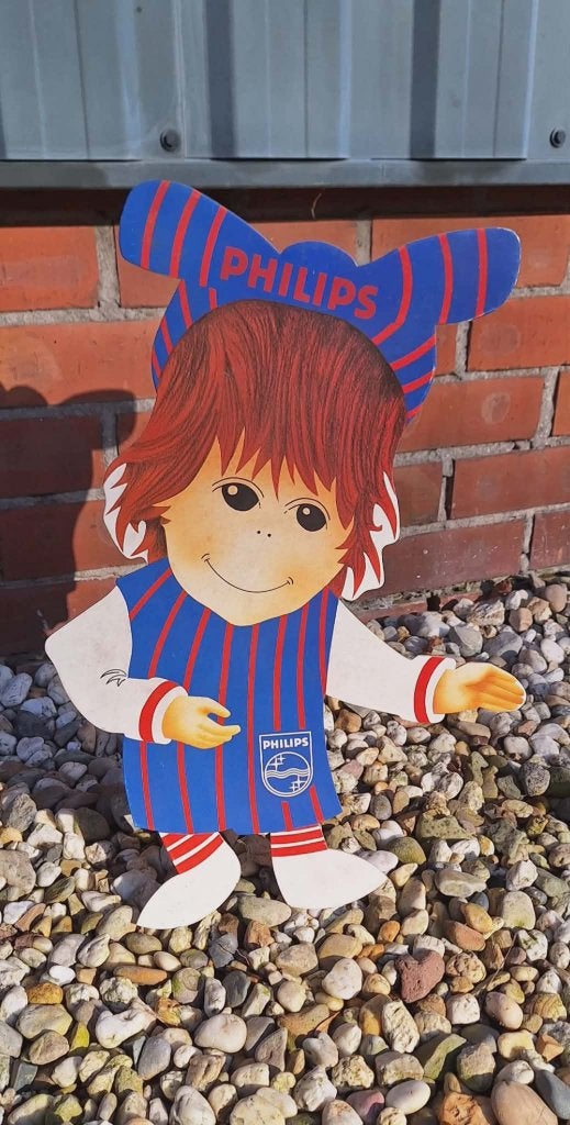 Vintage Phillips Mascotte als reclamebord, toonbank display., Enlèvement ou Envoi, Comme neuf, Panneau publicitaire