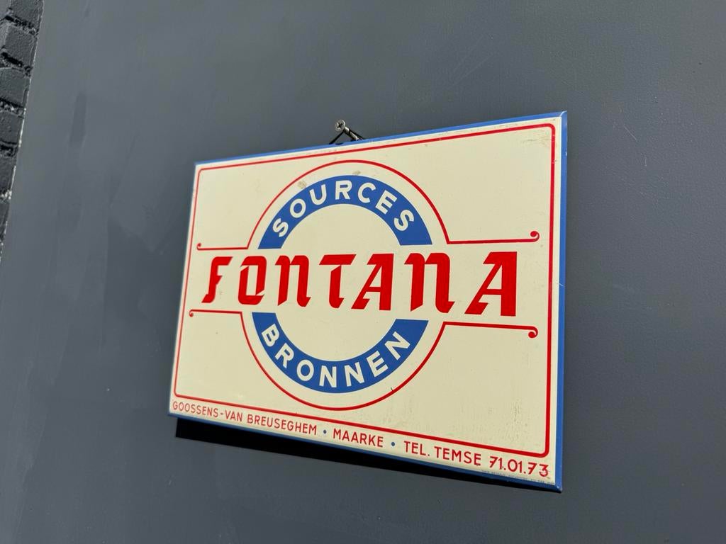 Ancien panneau publicitaire Fontana Bronnen, Collections, Enlèvement ou Envoi, Utilisé, Panneau publicitaire