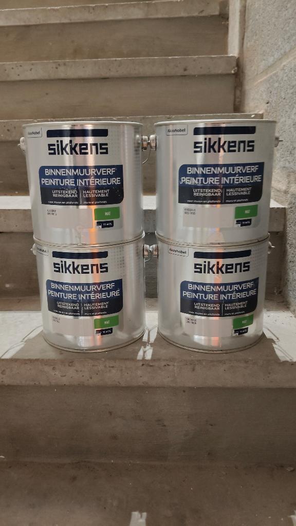 4x Sikkens Binnenmuurverf Mat – Koudgrijs / Gris Froid 44m2, Bricolage & Construction, Peinture, Vernis & Laque, Enlèvement ou Envoi