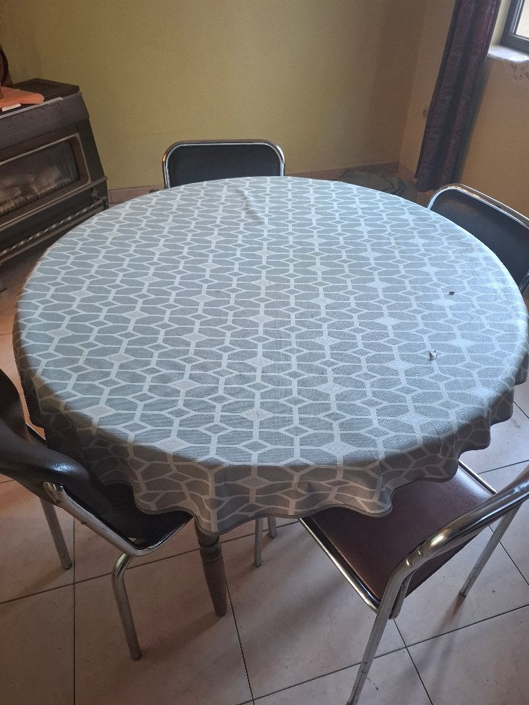 Tafel en 4 stoelen, Ophalen, Gebruikt, Rond, Overige houtsoorten