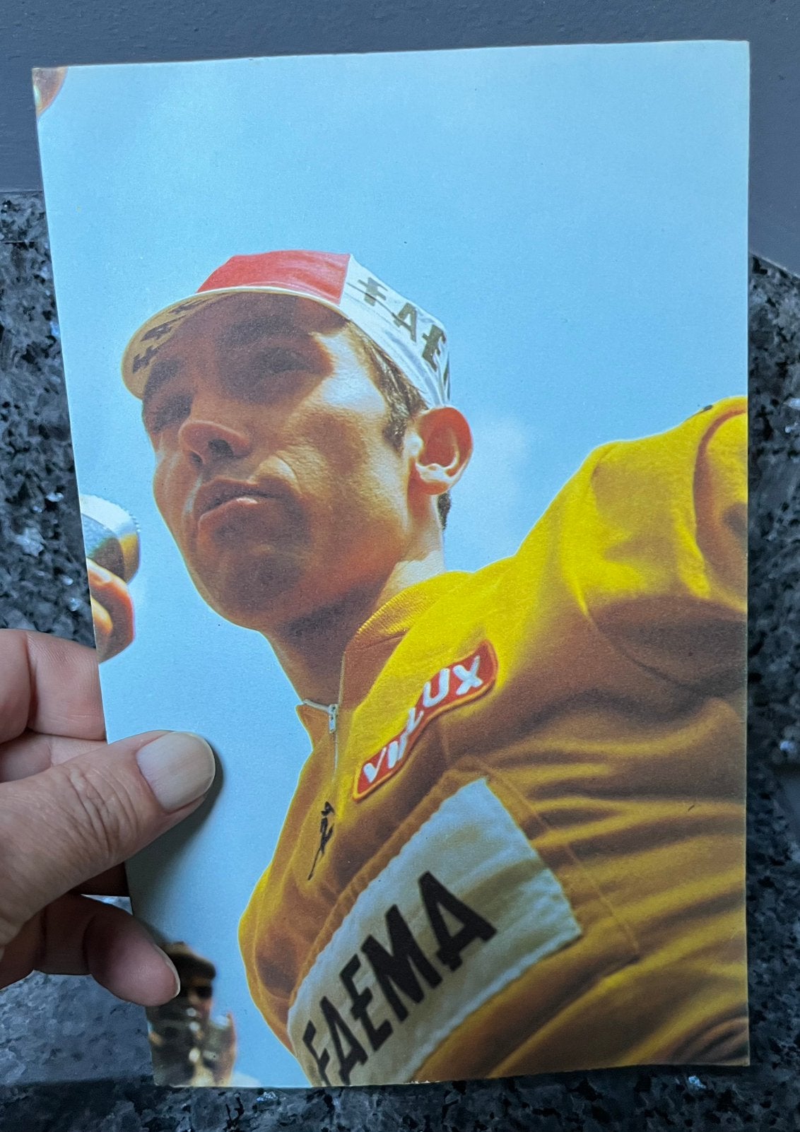 Wielrenner Eddy Merckx Faema gele trui tour de france, Ophalen, Zo goed als nieuw