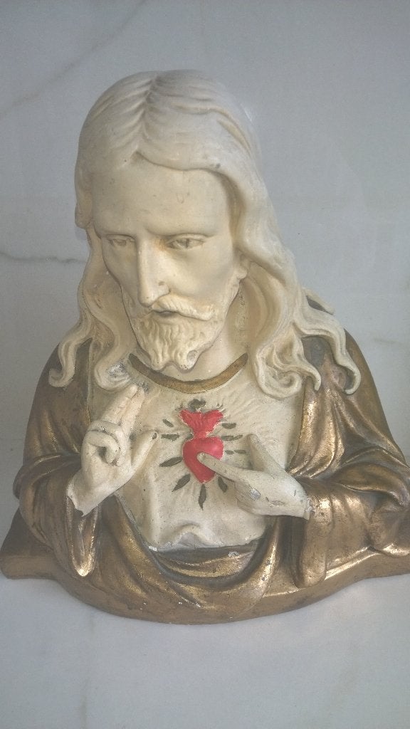 H Hart Jezus ,  borstbeeld : Antonio Amorc(g)astie, Overige onderwerpen, Beschilderd, Gips, Ophalen of Verzenden