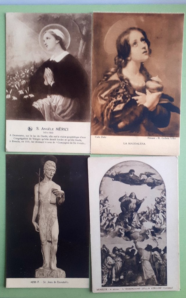 4 oude RELIGIEUZE PCs: H Magdalena,  e.a. Ref.R94, Collections, Religion, Enlèvement ou Envoi, Utilisé, Carte ou Gravure, Christianisme | Catholique