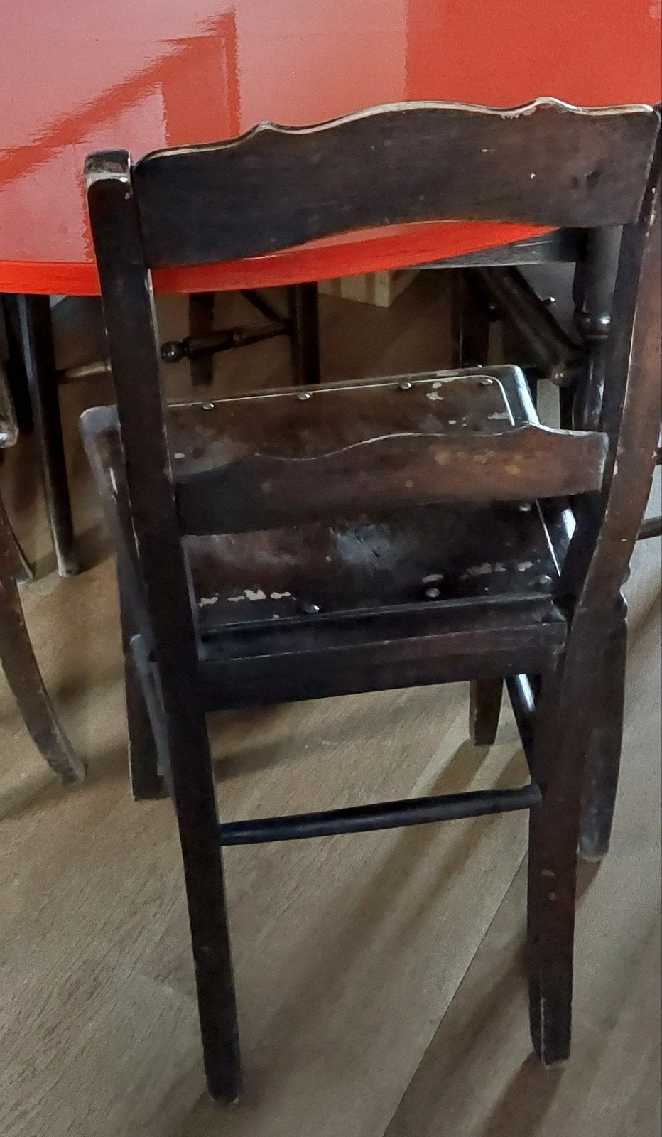 4 Vintage massief houten café-stoelen, Huis en Inrichting, Stoelen, Ophalen