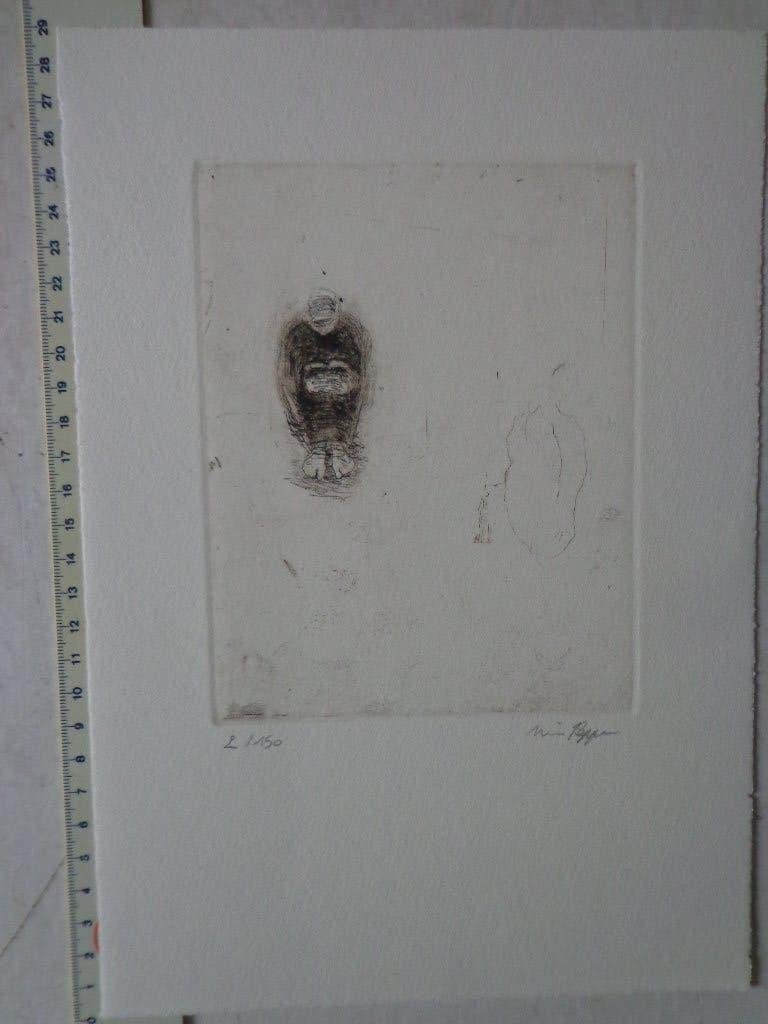 ets van Wim Poppe "Twee figuren", Antiek en Kunst, Ophalen of Verzenden, Ets, Genummerd