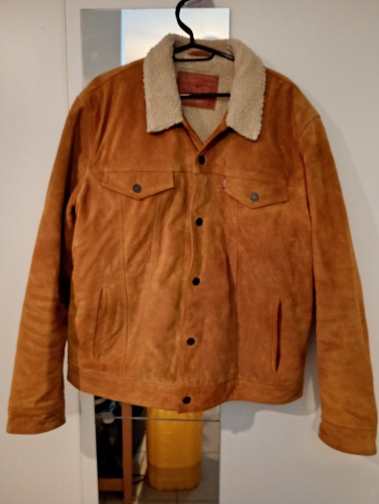 Veste en cuir retourné Levi’s Strauss – Taille XL, Jaune, Taille 56/58 (XL), Comme neuf, Enlèvement