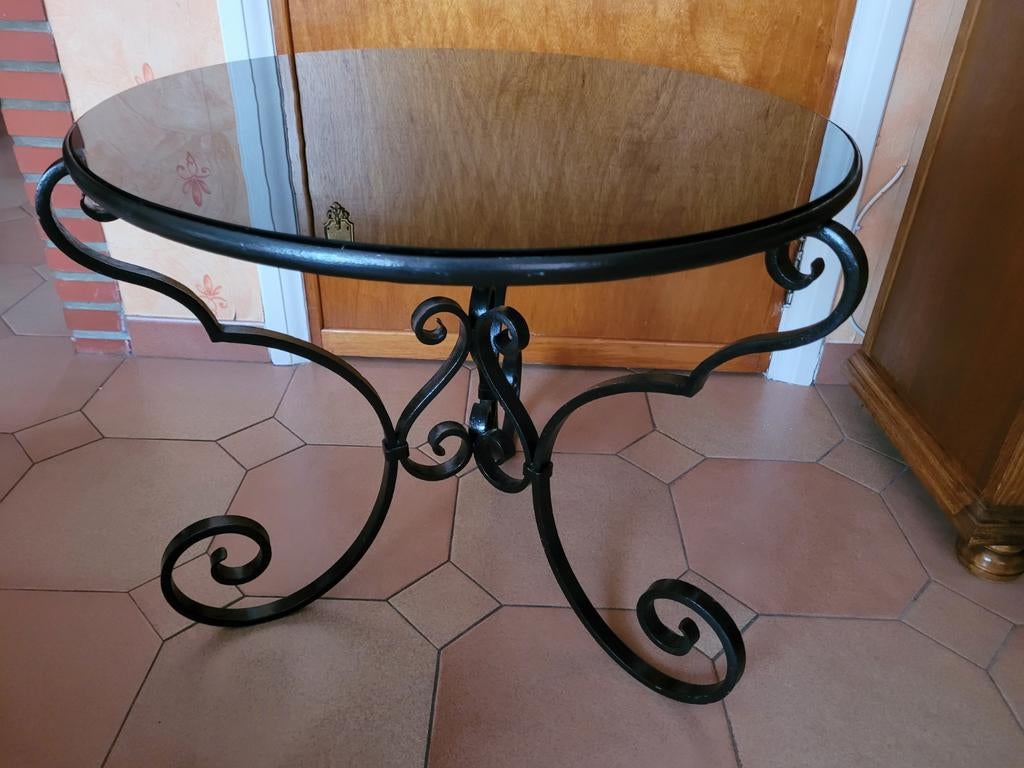 Table basse de salon (fer forgé et pierre), Maison & Meubles, Enlèvement