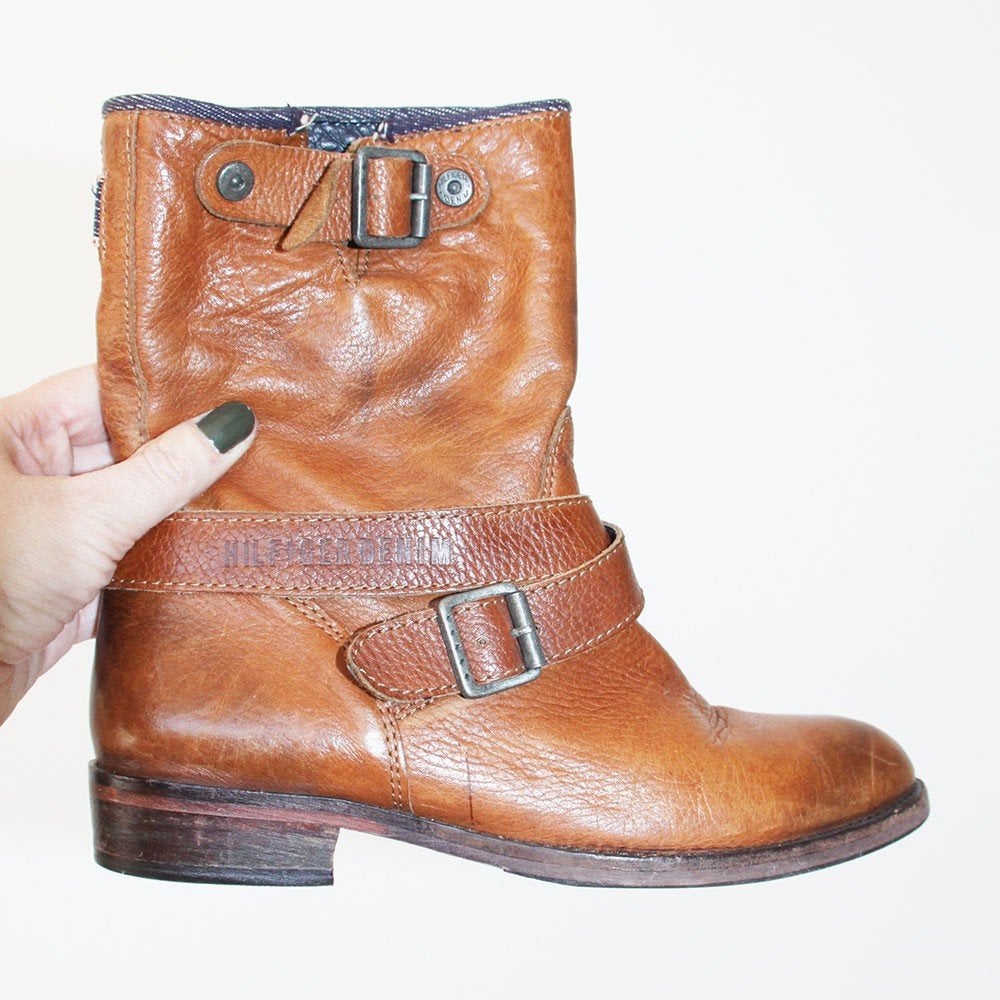 Mooie Leren Tommy Hilfiger Laarsjes -s13 (Maat 38) € 95,-, Kleding | Dames, Schoenen, Tommy hilfiger, Bruin, Verzenden, Lage of Enkellaarzen
