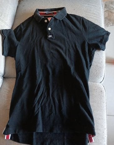 Polo noir L courtes manches Superdry, Ophalen of Verzenden, Gedragen, Maat 52/54 (L), Zwart