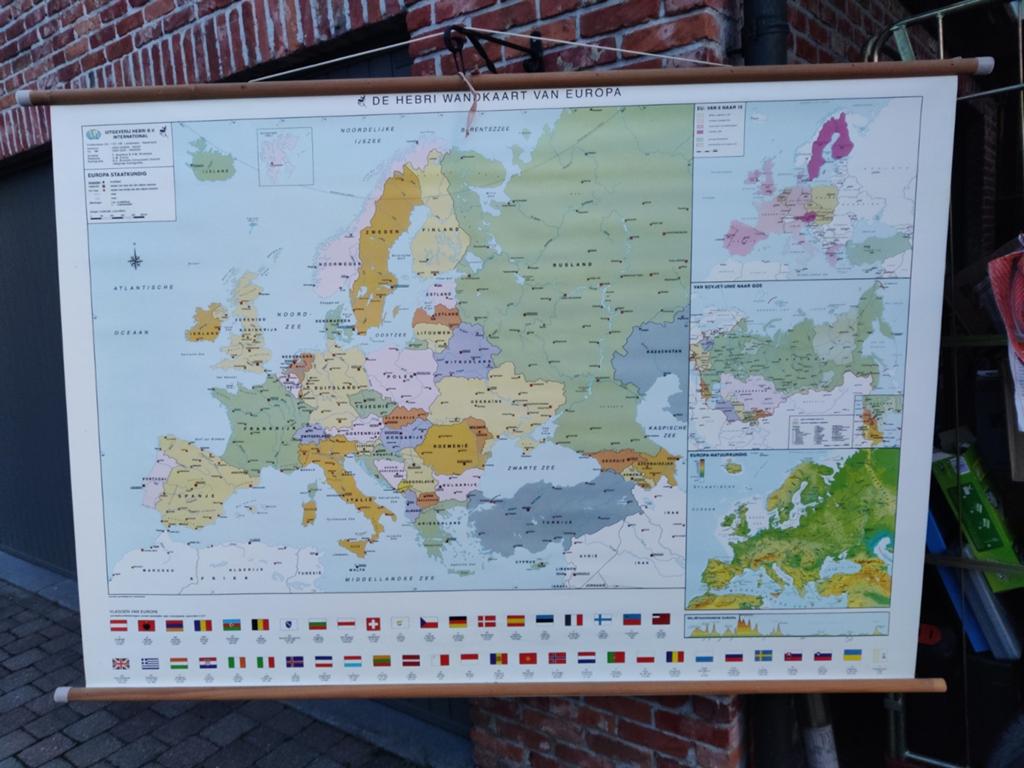 Hebri Wandkaart van Europa, Antiek en Kunst, Antiek | Schoolplaten, Ophalen