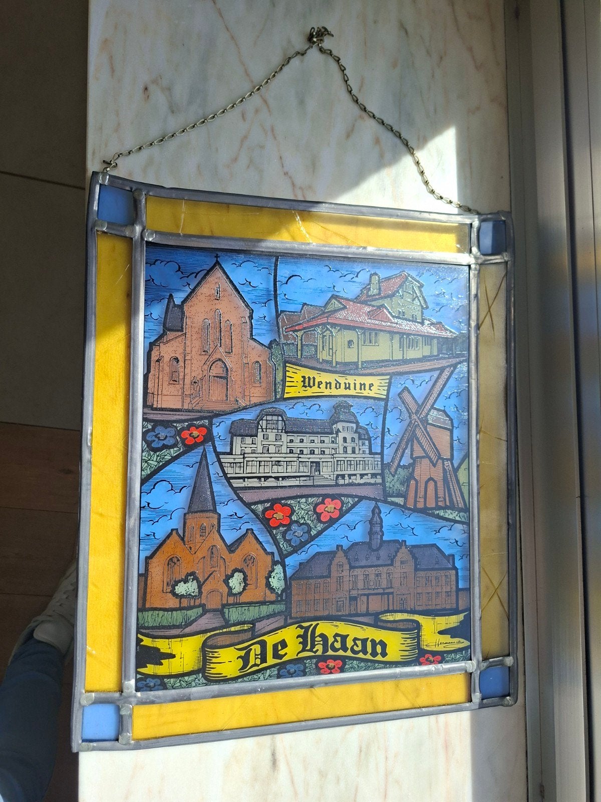 Glasraam in lood De Haan Wenduine, Ophalen