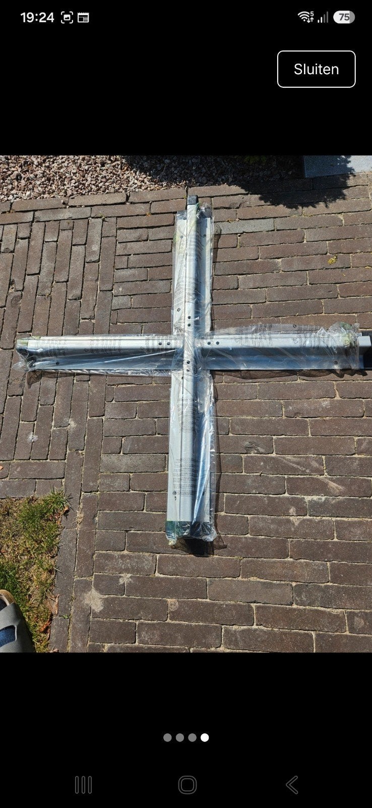 nieuwe ingepakte grijze aluminium parasolvoet, Jardin & Terrasse, Parasols, Enlèvement, Base de parasol