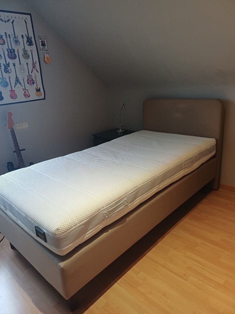 Lit boxspring, 100 cm, Beige, Enlèvement, 200 cm