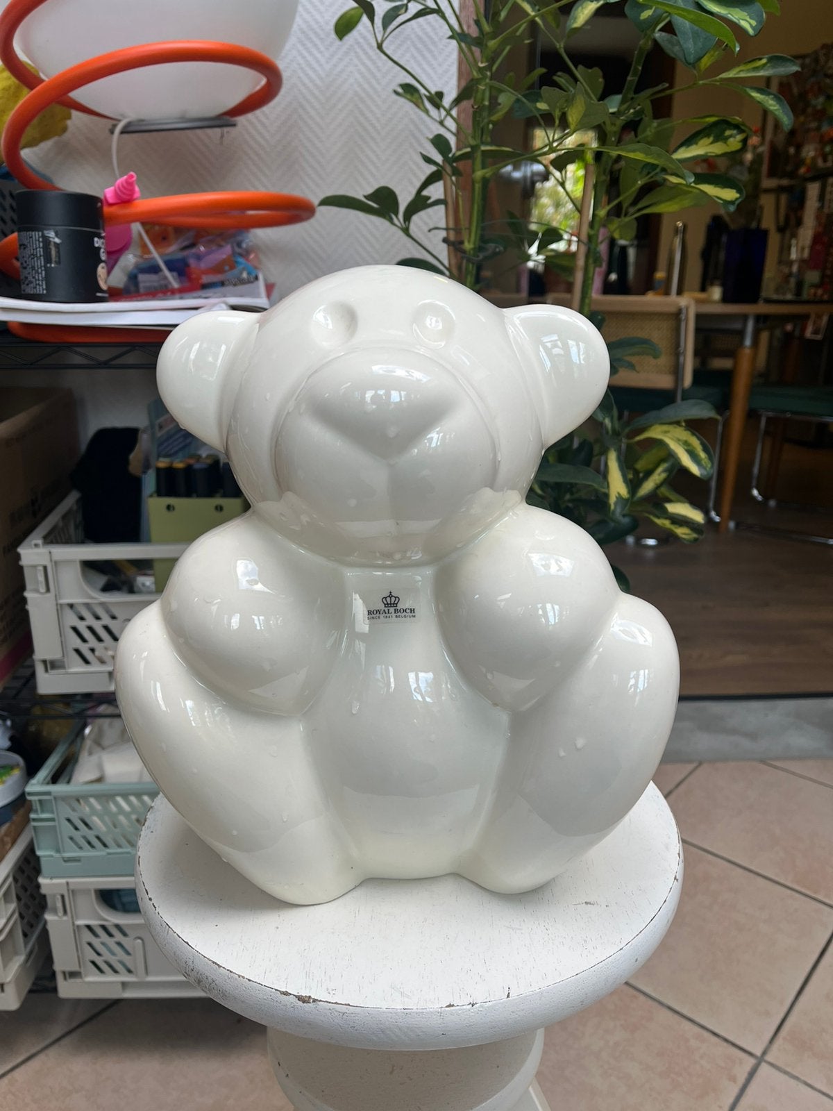Ours en porcelaine Royal Boch 28cm, Huis en Inrichting, Ophalen of Verzenden, Zo goed als nieuw, Wit, Steen/keramiek