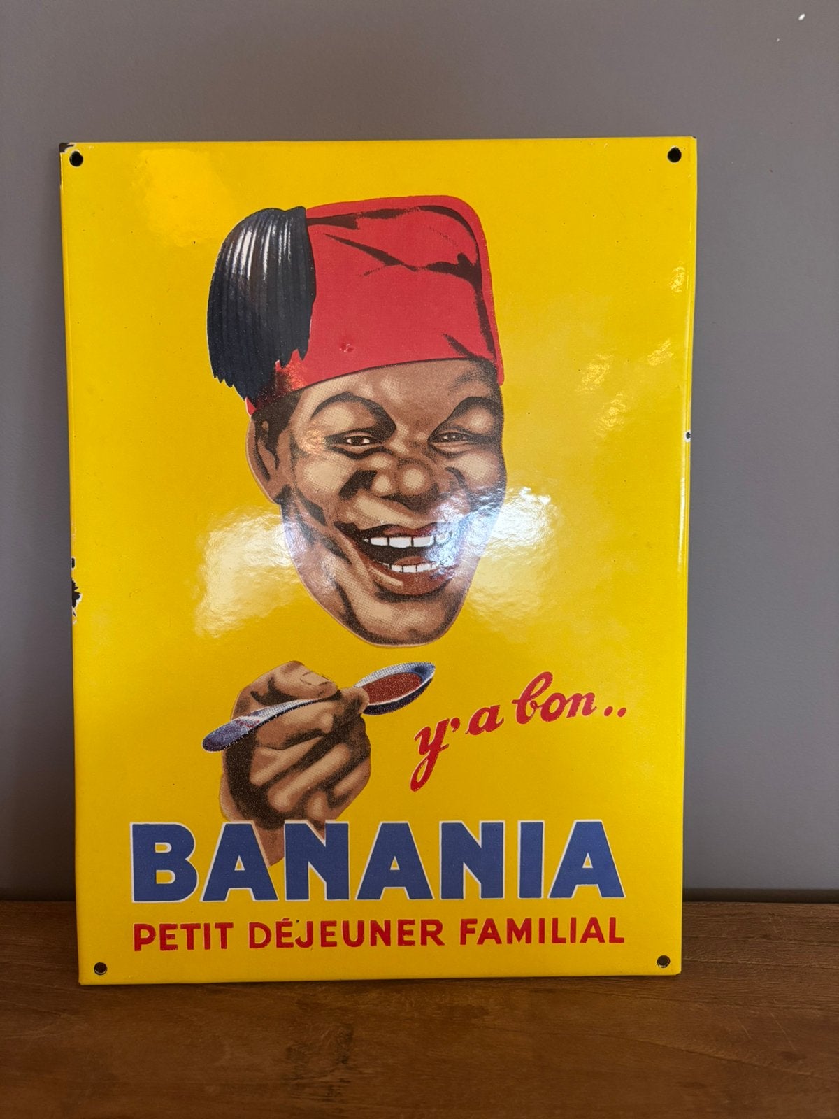 Geëmailleerd Banania reclamebord - vintage, Collections, Enlèvement, Comme neuf, Panneau publicitaire