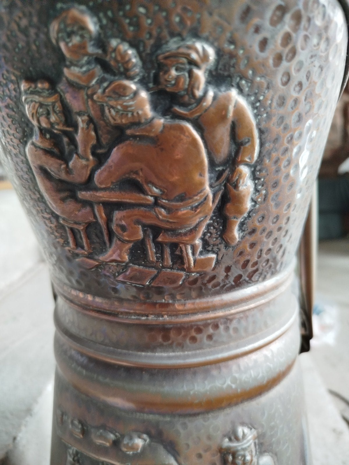 Oude koperen kolenbak met accessoires, Ophalen of Verzenden