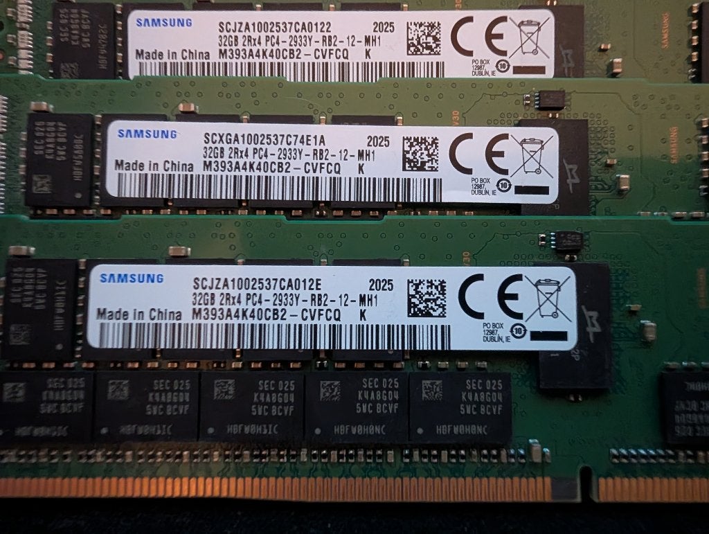 160GB - 5x Samsung DDR4 32GB 2Rx4 PC4-2933Y-RB-12-MH1, 32 GB, Enlèvement ou Envoi, Serveur, DDR4