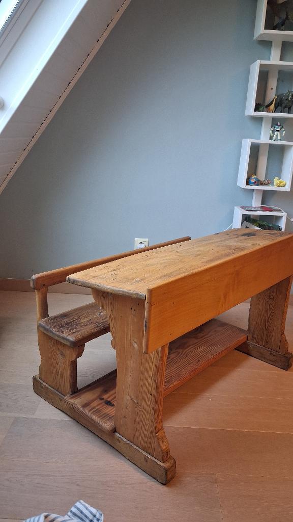 Banc d'écolier en bois, Ophalen, Gebruikt, Tafel(s) en Stoel(en)