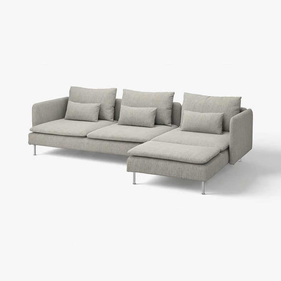 IKEA SÖDERHAMN 4-zitsbank met chaise longue beige/bruin, Enlèvement, Utilisé
