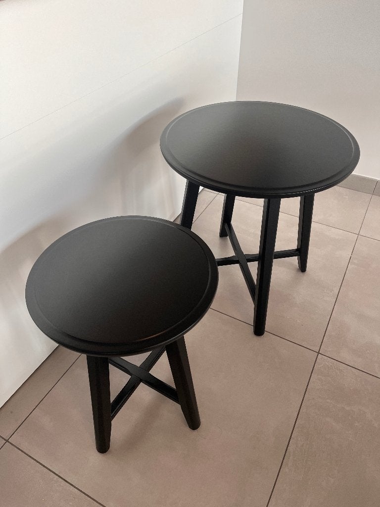 IKEA KRAGSTA – Lot de 2 tables gigognes noires, Rond, Moins de 55 cm, Enlèvement, Scandinave, Classique