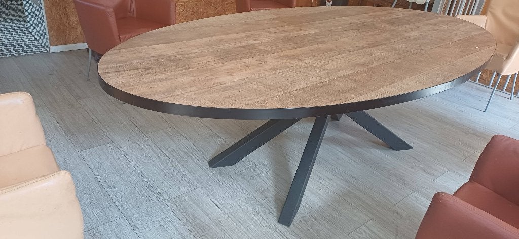 Salon tafel met 6 stoelen, Huis en Inrichting, Tafels | Salontafels, Ophalen, Gebruikt, 100 tot 150 cm, 200 cm of meer