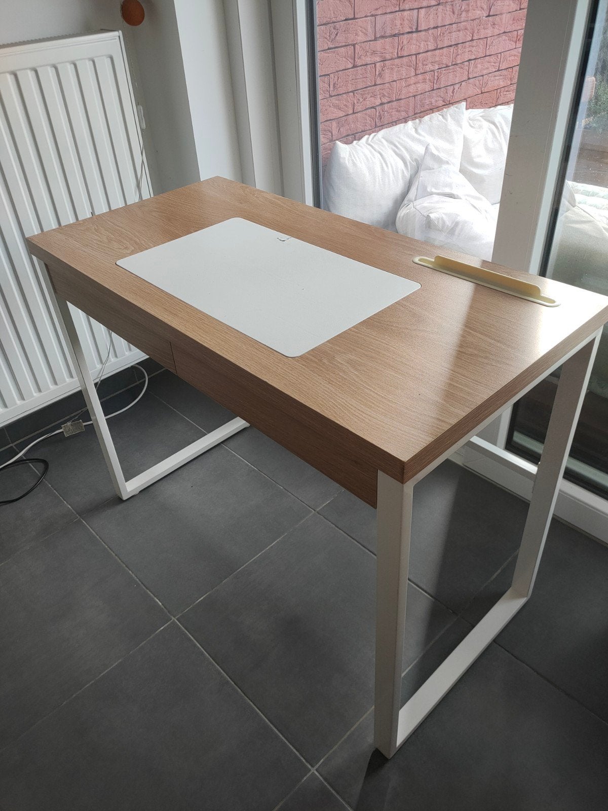 Bureau blanc et bois 100*50cm, Enlèvement, Utilisé, 100 à 150 cm, 50 à 100 cm