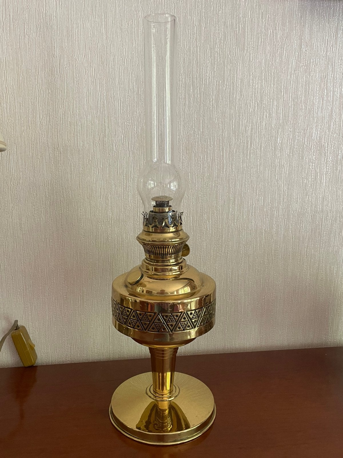 antieke messing olielamp, Ophalen, Zo goed als nieuw, Olielamp, Vintage