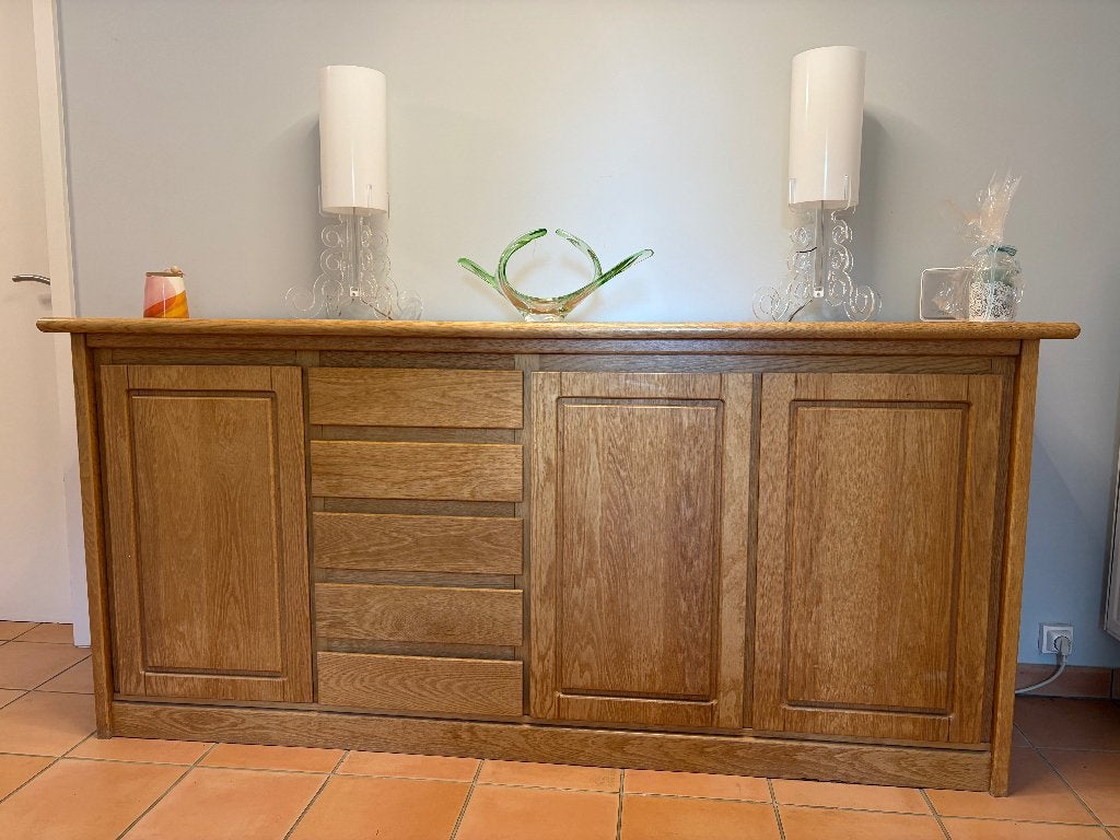 Buffet en chêne massif  209 cm, Avec tiroir(s), 200 cm ou plus, Enlèvement, Utilisé