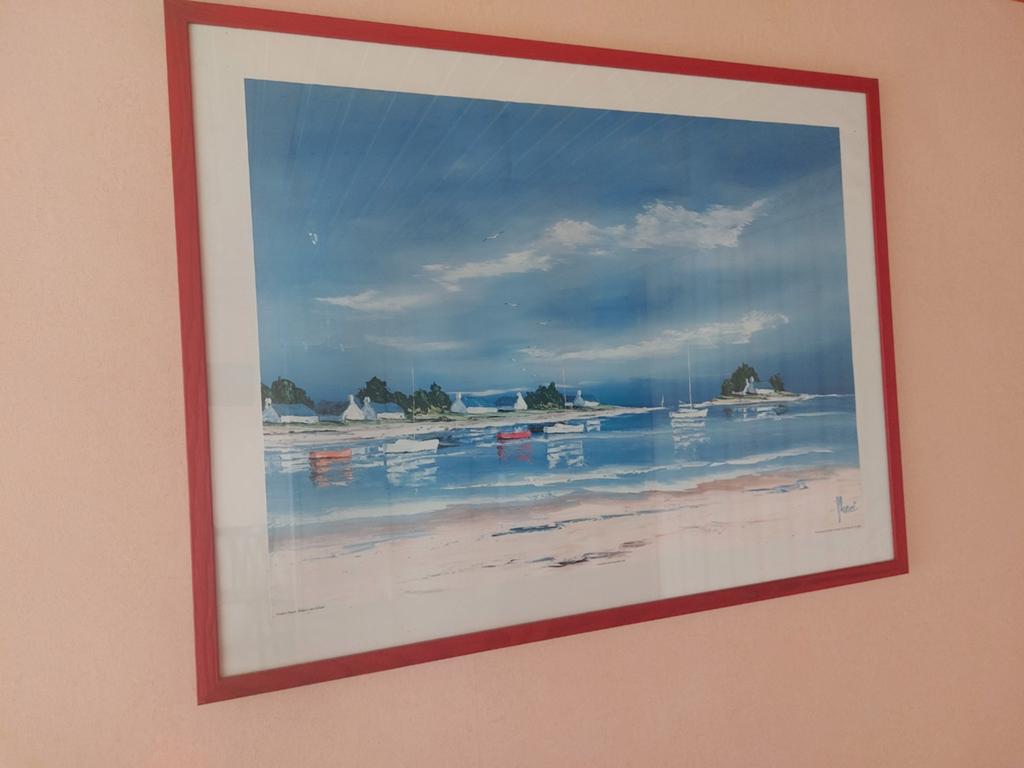 Schilderij op poster met rood kader, Antiek en Kunst, Ophalen
