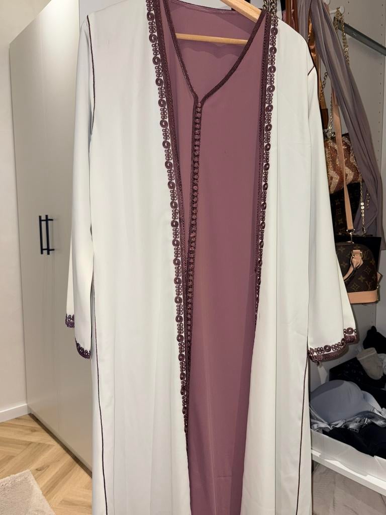 Jelebba, kaftan, marokaanse jurk, Ophalen of Verzenden, Zo goed als nieuw, Maat 38/40 (M), Wit