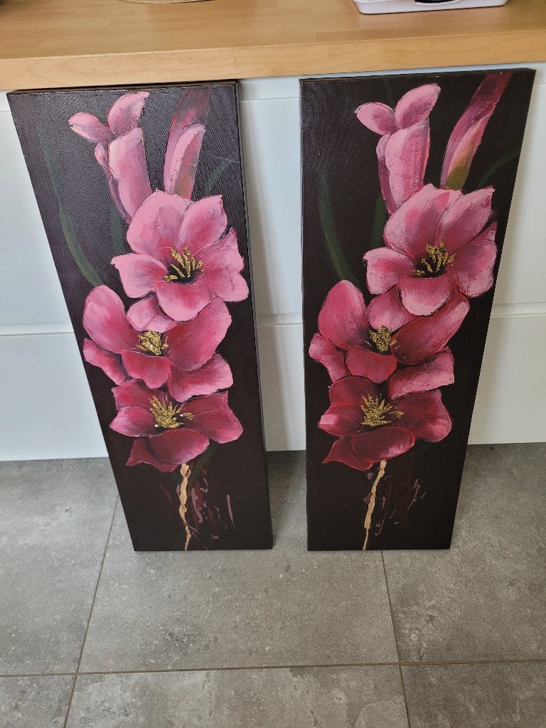Geschilderde bloemen, Ophalen, Minder dan 50 cm, Gebruikt, Schilderij