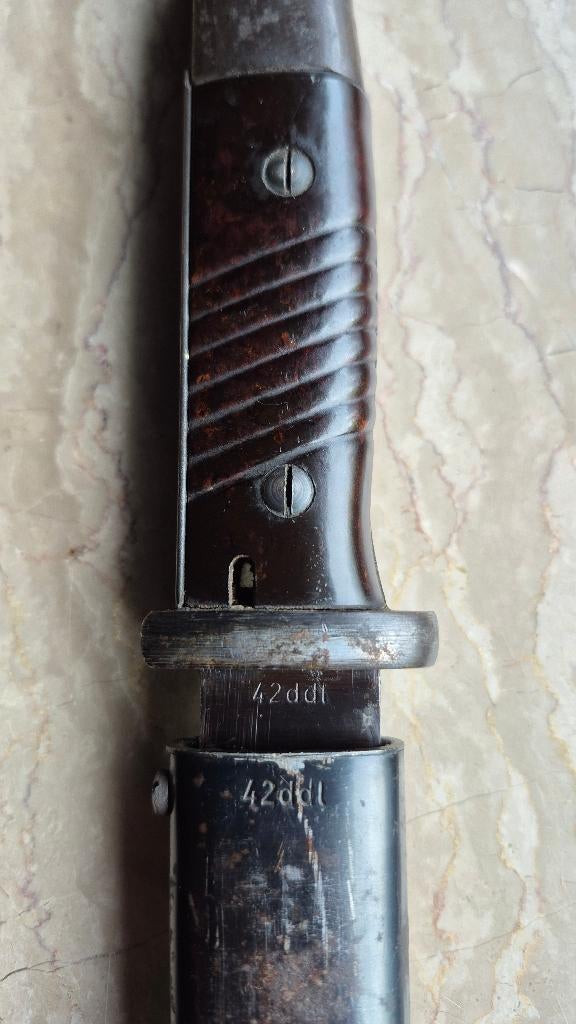 Wehrmacht/SS k98 bayonet ddl 1942 nummergelijk, Verzamelen, Ophalen of Verzenden