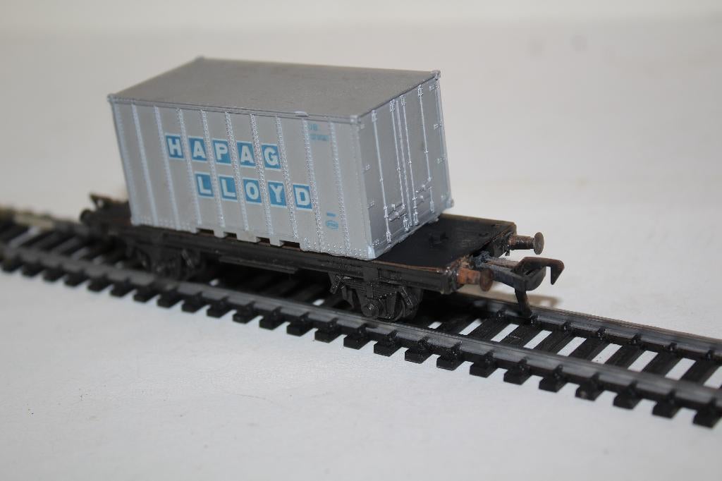 Fleischmann Ho  Container Hapag Lloyd wagen, Gebruikt, Gelijkstroom, Fleischmann, Wagon
