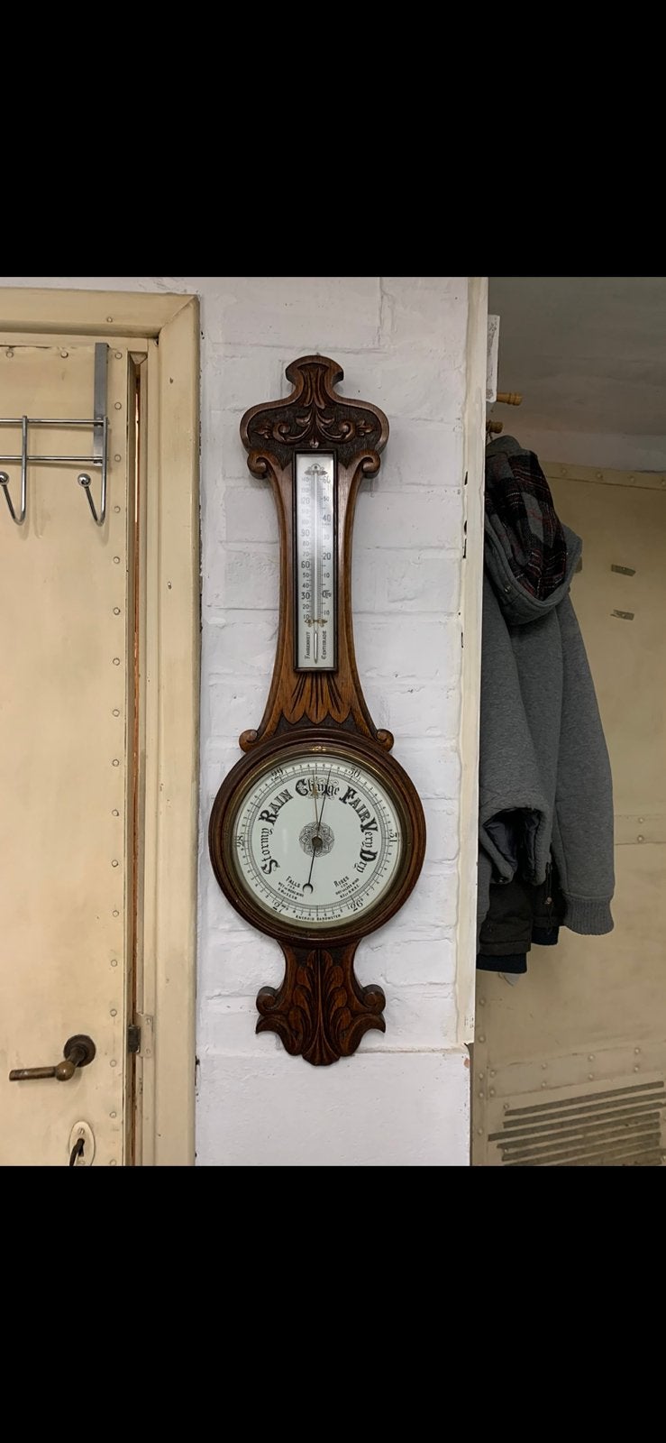 Baromètre victorien ancien, XIXe siècle, Enlèvement ou Envoi