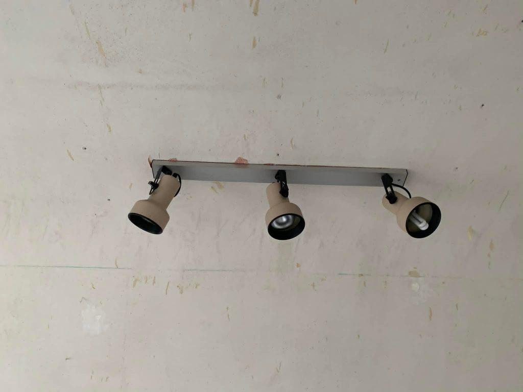 Retro plafondlamp met 3 spots – werkend, Maison & Meubles, Lampes | Plafonniers, Utilisé, Enlèvement
