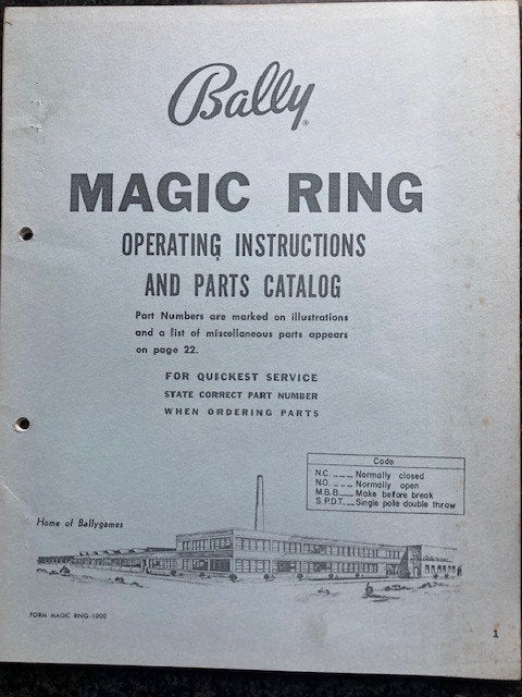 BALLY BINGO MAGIC RING Operating instructions  + schema, Ophalen of Verzenden, Zo goed als nieuw