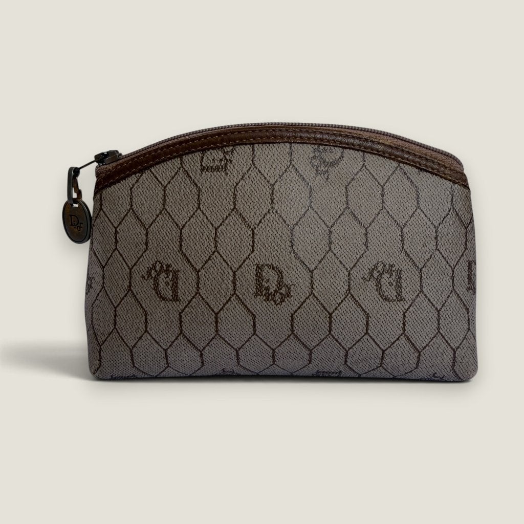 Christian Dior honeycomb coated canvas make-up tasje, Handtassen en Accessoires, Ophalen of Verzenden, Gebruikt, Beige, Overige typen