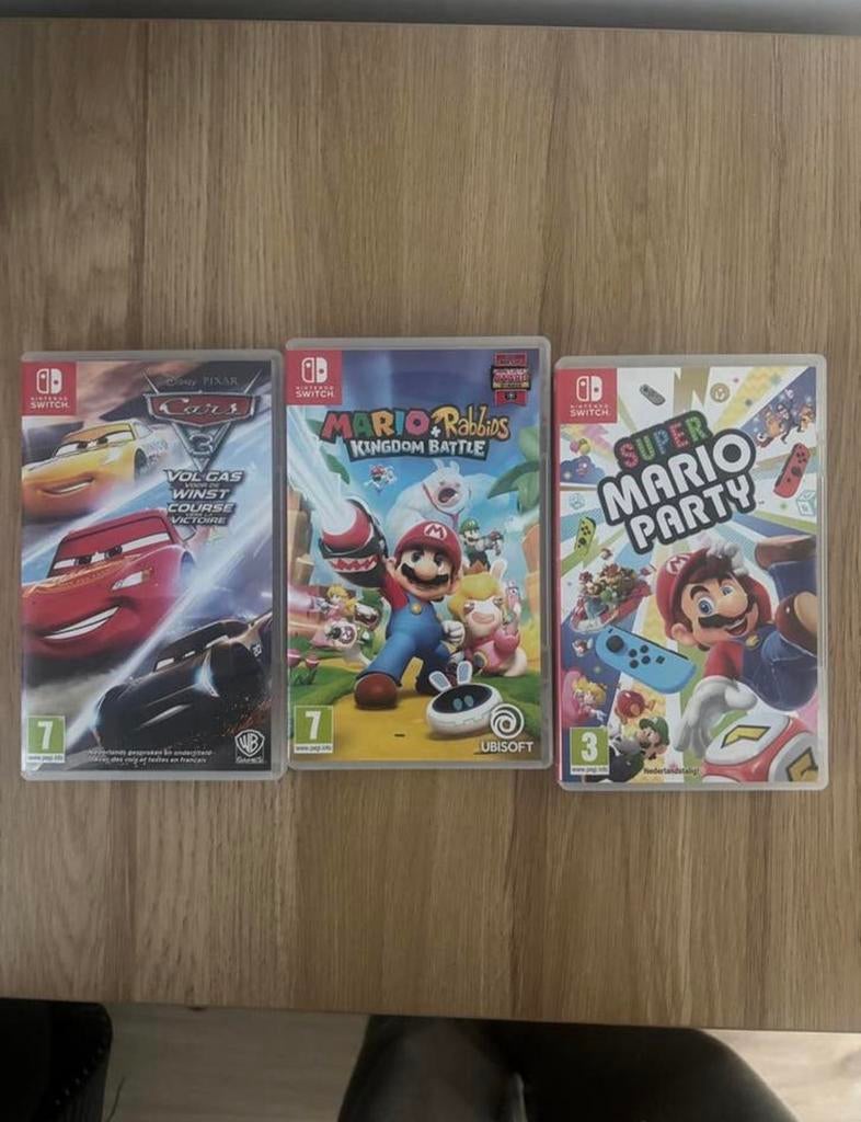 Nintendo Switch games – Super Mario Party + Rabbids + Cars 3, Ophalen of Verzenden
