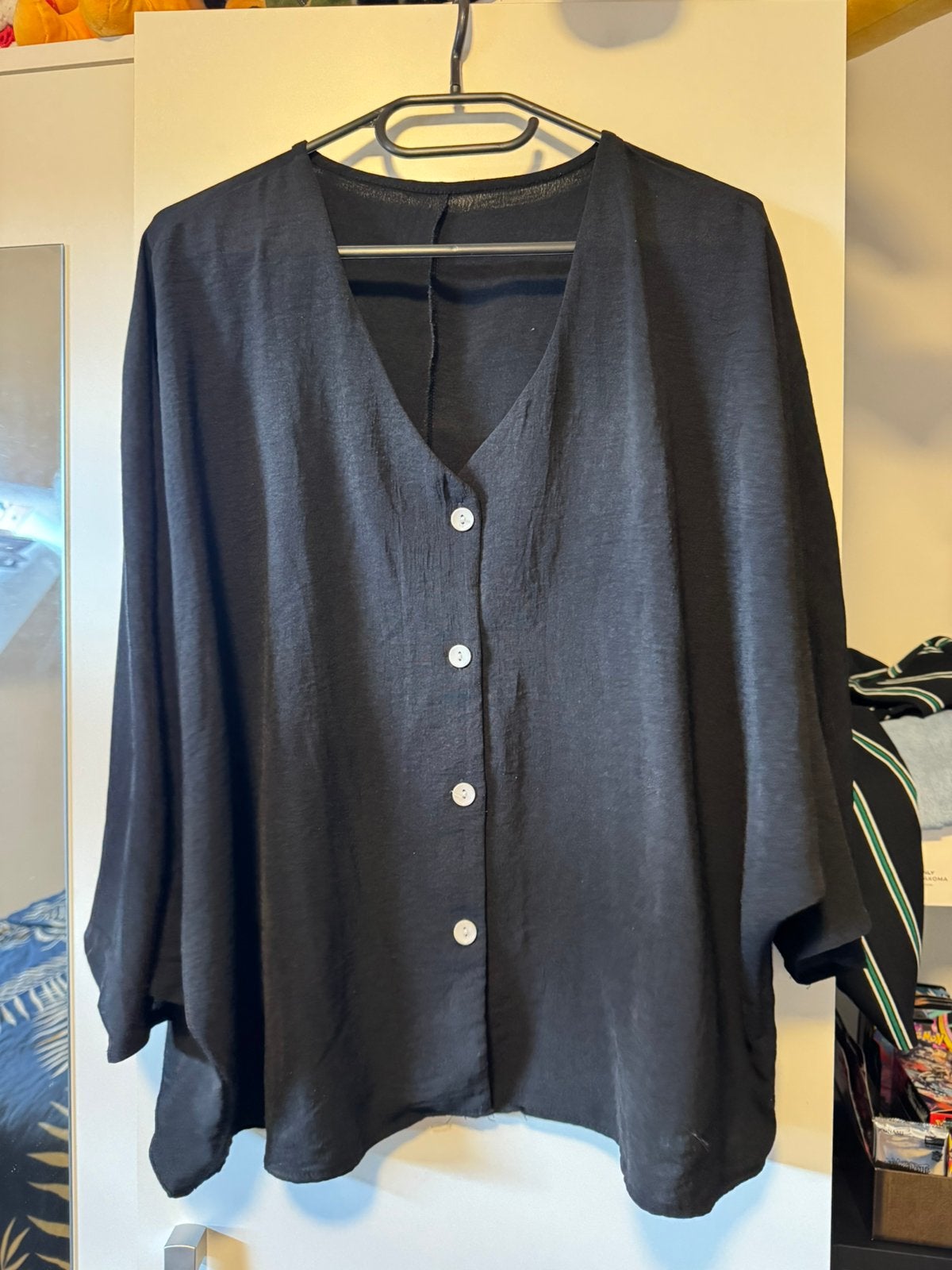 Zwarte blouse met wijde mouwen, Verzenden, Zo goed als nieuw, Zwart, Shirt of Top