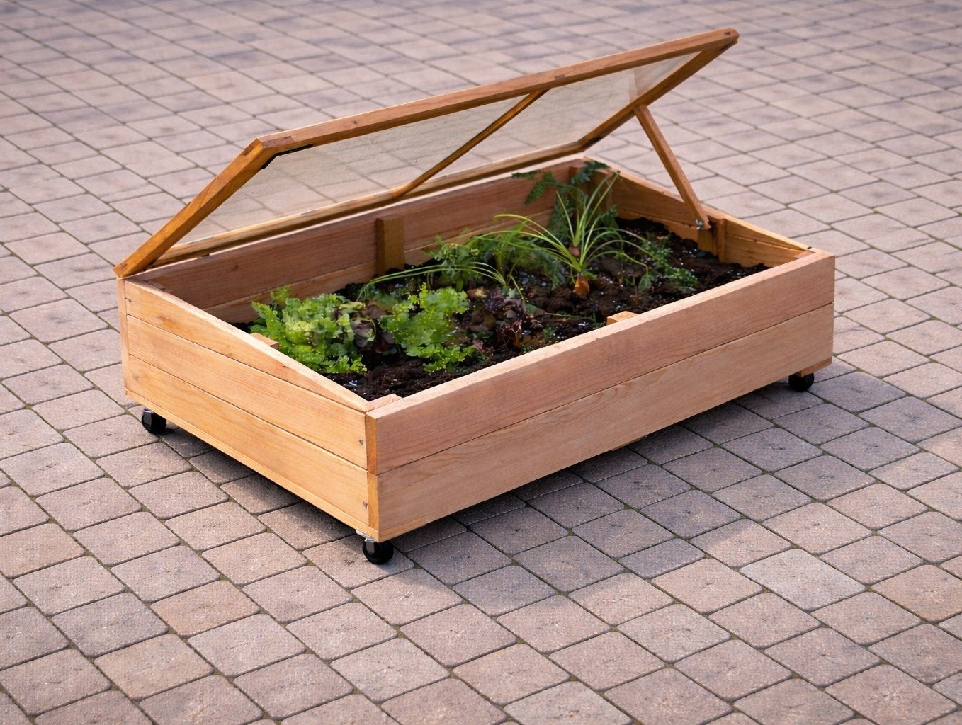 Woodvision || Bac de potager avec couvercle et roulettes ||, Neuf, Enlèvement ou Envoi, Carré, 30 à 60 cm